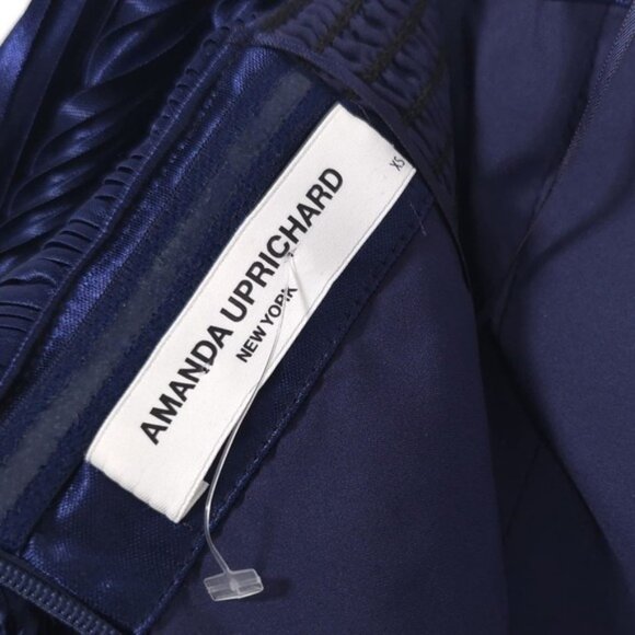 AMANDA UPRICHARD Collina Crinkle Jumpsuit Navy Size XS Pleated Strapless - Picture 8 of 14